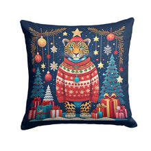 Load image into Gallery viewer, Leopard Christmas Throw Pillow - 14x14 Decorative Pillow – Art for Your Home &amp; Patio