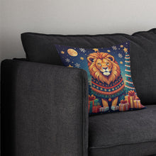 Load image into Gallery viewer, Lion Christmas Throw Pillow - 14x14 Decorative Pillow – Art for Your Home &amp; Patio