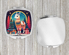 Load image into Gallery viewer, Llama Christmas Compact Mirror – Stylish Purse Mirror with Artistic Covers