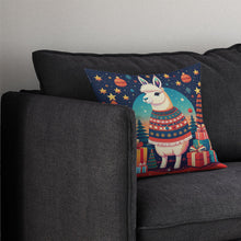 Load image into Gallery viewer, Llama Christmas Throw Pillow - 14x14 Decorative Pillow – Art for Your Home &amp; Patio