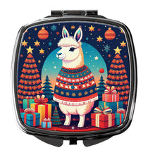 Load image into Gallery viewer, Llama Christmas Compact Mirror – Stylish Purse Mirror with Artistic Covers