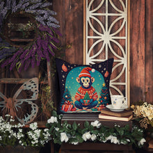 Load image into Gallery viewer, Monkey Christmas Fabric Decorative Pillow
