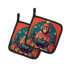 Load image into Gallery viewer, Monkey Christmas Pot Holders - Set of 2 Decorative Kitchen Helpers | Made in the USA