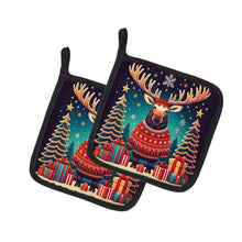 Load image into Gallery viewer, Moose Christmas Pot Holders - Set of 2 Decorative Kitchen Helpers | Made in the USA