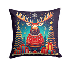 Load image into Gallery viewer, Moose Christmas Throw Pillow - 14x14 Decorative Pillow – Art for Your Home &amp; Patio