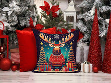 Load image into Gallery viewer, Moose Christmas Fabric Decorative Pillow
