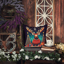 Load image into Gallery viewer, Moose Christmas Fabric Decorative Pillow