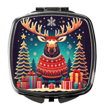 Load image into Gallery viewer, Moose Christmas Compact Mirror – Stylish Purse Mirror with Artistic Covers
