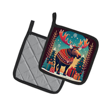 Load image into Gallery viewer, Moose Christmas Pot Holders - Set of 2 Decorative Kitchen Helpers | Made in the USA