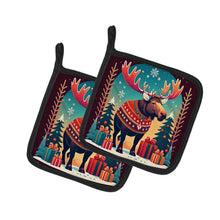 Load image into Gallery viewer, Moose Christmas Pot Holders - Set of 2 Decorative Kitchen Helpers | Made in the USA