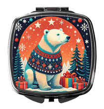 Load image into Gallery viewer, Polar Bear Christmas Compact Mirror – Stylish Purse Mirror with Artistic Covers