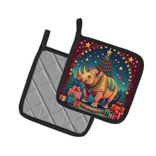 Load image into Gallery viewer, Rhinoceros Christmas Pot Holders - Set of 2 Decorative Kitchen Helpers | Made in the USA