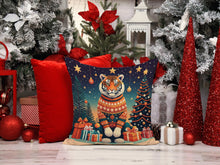 Load image into Gallery viewer, Tiger Christmas Throw Pillow - 14x14 Decorative Pillow – Art for Your Home &amp; Patio