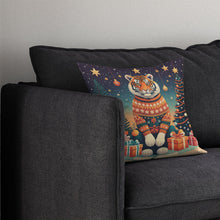 Load image into Gallery viewer, Tiger Christmas Throw Pillow - 14x14 Decorative Pillow – Art for Your Home &amp; Patio
