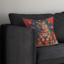 Load image into Gallery viewer, Tiger Christmas Throw Pillow - 14x14 Decorative Pillow – Art for Your Home &amp; Patio