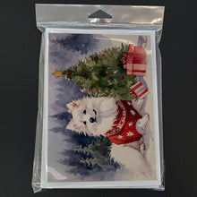 Load image into Gallery viewer, American Eskimo Christmas Greeting Cards -  Blank Note Cards – 8-Pack of Artist-Designed Cards with Envelopes