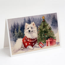 Load image into Gallery viewer, American Eskimo Christmas Greeting Cards -  Blank Note Cards – 8-Pack of Artist-Designed Cards with Envelopes
