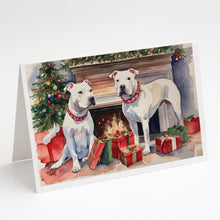 Load image into Gallery viewer, White Pit Bull Terrier Christmas Greeting Cards -  Blank Note Cards – 8-Pack of Artist-Designed Cards with Envelopes