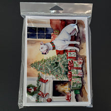 Load image into Gallery viewer, White Pit Bull Terrier Christmas Greeting Cards -  Blank Note Cards – 8-Pack of Artist-Designed Cards with Envelopes