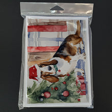 Load image into Gallery viewer, Basset Hound Christmas Greeting Cards -  Blank Note Cards – 8-Pack of Artist-Designed Cards with Envelopes