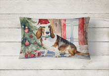 Load image into Gallery viewer, Basset Hound Christmas Fabric Decorative Pillow