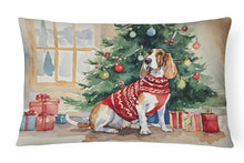 Load image into Gallery viewer, Basset Hound Christmas Fabric Decorative Pillow