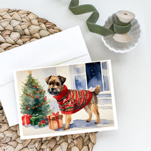 Load image into Gallery viewer, Border Terrier Christmas Greeting Cards -  Blank Note Cards – 8-Pack of Artist-Designed Cards with Envelopes
