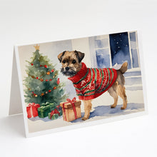 Load image into Gallery viewer, Border Terrier Christmas Greeting Cards -  Blank Note Cards – 8-Pack of Artist-Designed Cards with Envelopes