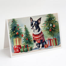 Load image into Gallery viewer, Boston Terrier Christmas Greeting Cards -  Blank Note Cards – 8-Pack of Artist-Designed Cards with Envelopes