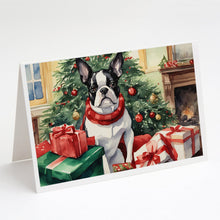 Load image into Gallery viewer, Boston Terrier Christmas Greeting Cards -  Blank Note Cards – 8-Pack of Artist-Designed Cards with Envelopes