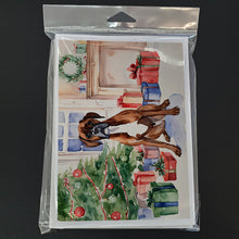 Load image into Gallery viewer, Fawn Boxer Christmas Greeting Cards -  Blank Note Cards – 8-Pack of Artist-Designed Cards with Envelopes