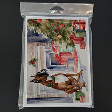 Load image into Gallery viewer, Fawn Boxer Christmas Greeting Cards -  Blank Note Cards – 8-Pack of Artist-Designed Cards with Envelopes
