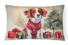 Load image into Gallery viewer, Brittany Spaniel Christmas Fabric Decorative Pillow