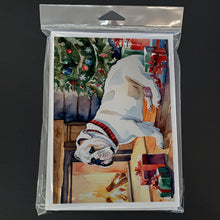 Load image into Gallery viewer, White English Bulldog Christmas Greeting Cards -  Blank Note Cards – 8-Pack of Artist-Designed Cards with Envelopes