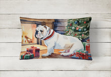 Load image into Gallery viewer, White English Bulldog Christmas Fabric Decorative Pillow