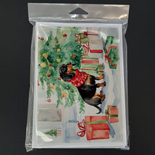 Load image into Gallery viewer, Black and Tan Dachshund Christmas Greeting Cards -  Blank Note Cards – 8-Pack of Artist-Designed Cards with Envelopes