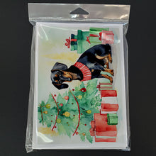 Load image into Gallery viewer, Black and Tan Dachshund Christmas Greeting Cards -  Blank Note Cards – 8-Pack of Artist-Designed Cards with Envelopes