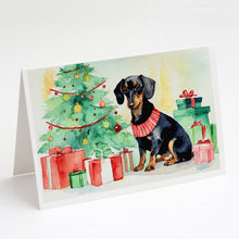 Load image into Gallery viewer, Black and Tan Dachshund Christmas Greeting Cards -  Blank Note Cards – 8-Pack of Artist-Designed Cards with Envelopes