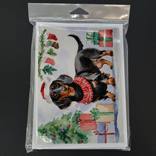 Load image into Gallery viewer, Black and Tan Dachshund Christmas Greeting Cards -  Blank Note Cards – 8-Pack of Artist-Designed Cards with Envelopes