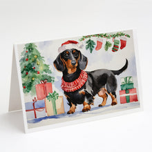 Load image into Gallery viewer, Black and Tan Dachshund Christmas Greeting Cards -  Blank Note Cards – 8-Pack of Artist-Designed Cards with Envelopes