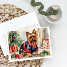 Load image into Gallery viewer, Yorkie Christmas Greeting Cards -  Blank Note Cards – 8-Pack of Artist-Designed Cards with Envelopes