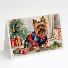 Load image into Gallery viewer, Yorkie Christmas Greeting Cards -  Blank Note Cards – 8-Pack of Artist-Designed Cards with Envelopes