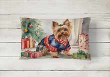 Load image into Gallery viewer, Yorkie Christmas Fabric Decorative Pillow