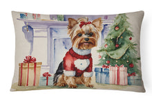 Load image into Gallery viewer, Yorkie Christmas Fabric Decorative Pillow
