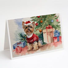 Load image into Gallery viewer, Yorkie Christmas Greeting Cards -  Blank Note Cards – 8-Pack of Artist-Designed Cards with Envelopes