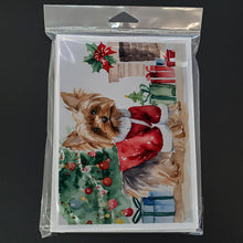 Load image into Gallery viewer, Yorkie Christmas Greeting Cards -  Blank Note Cards – 8-Pack of Artist-Designed Cards with Envelopes