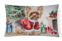 Load image into Gallery viewer, Yorkie Christmas Fabric Decorative Pillow