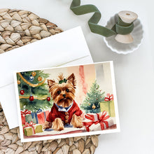 Load image into Gallery viewer, Yorkie Christmas Greeting Cards -  Blank Note Cards – 8-Pack of Artist-Designed Cards with Envelopes