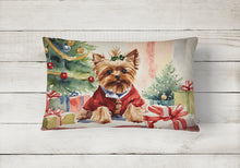 Load image into Gallery viewer, Yorkie Christmas Fabric Decorative Pillow