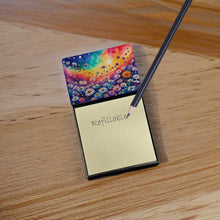 Load image into Gallery viewer, Asters in Color Sticky Note Holder- Refiilable Desk Accessory Note Pad